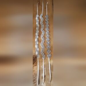 Set of 3 Handmade Bridal Belts/Headbands Crystal/Rhinestone/Pearls Embel…